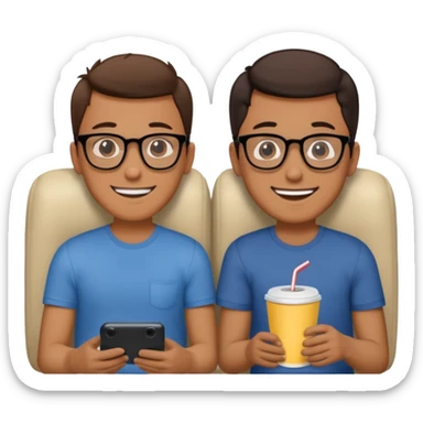 Two guys watching a movie at home sticker