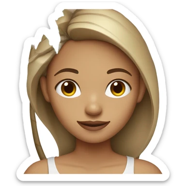 Light skin girl with light brown hair carrying small palm tree sticker