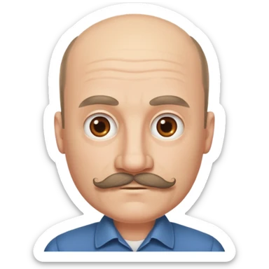 White man mustache balding sticker