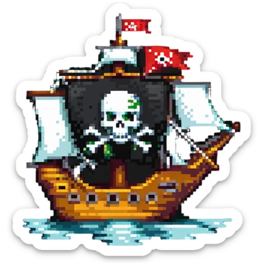 pirate ship with skull flag sticker