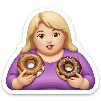 fat girl eating donuts sticker