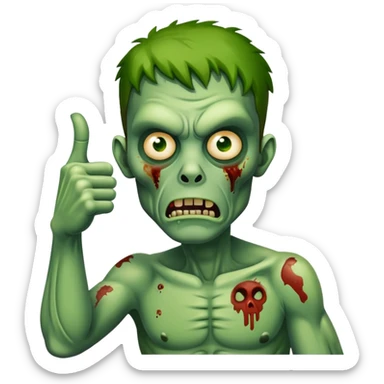 zombie with green skin giving thumbs down sticker