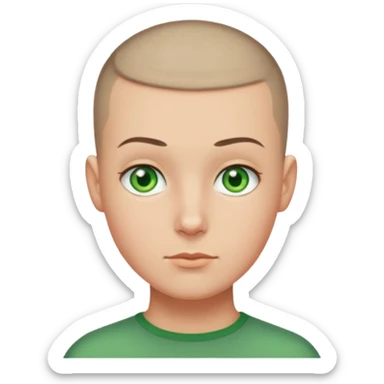 Buzz cut, green eyes sticker