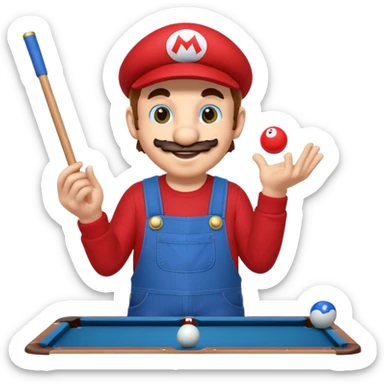 Super Mario shooting pool sticker