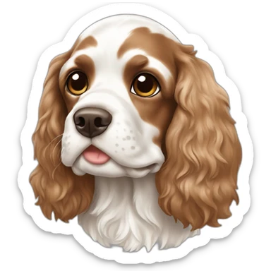 cocker spaniel white brown sticker