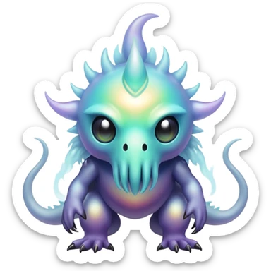 Apocalyptic dystopian foggy steamy iridescent aesthetic-scenery-Fakémon-creature sticker