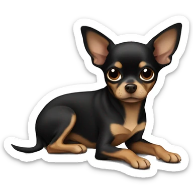 Black brown chihuahua laying sticker