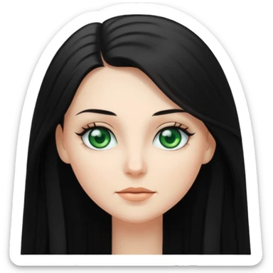 crie uma mulher branca de cabelo longo preto escovado sticker