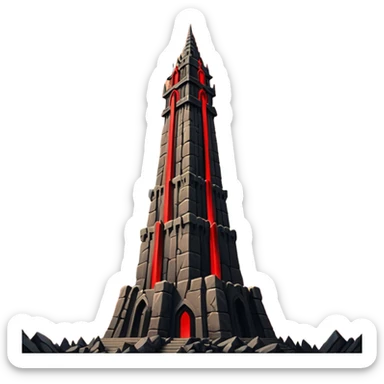 Barad Dúr from Lord of the Rings, Dark, giant Tower, with red beams shooting from the top into the sky sticker