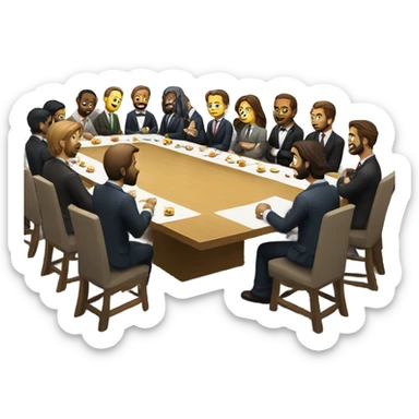 the last supper wearing suits in a modern office sticker