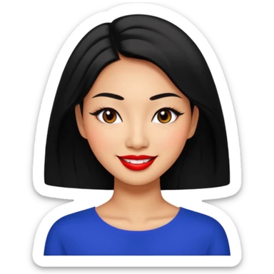 asian tanned beauty standard, pretty bratz baddie, black Eyeliner, she's smiling. sticker