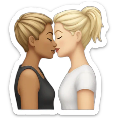 White lesbian couple kiss sticker