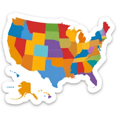 a map of the United States sticker