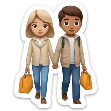 Sister and brother walking in a busy city sticker