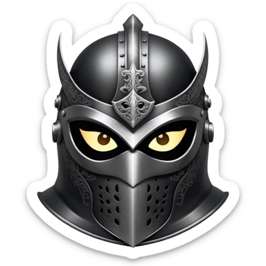 A masked knight with intricate black engravings on his steel helmet, eyes glowing with fury sticker