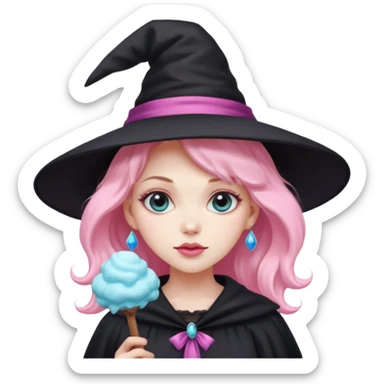 Witch with cotton candy sticker