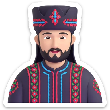 Tatar man wearing a kalfak hat and traditional embroidered shirt sticker