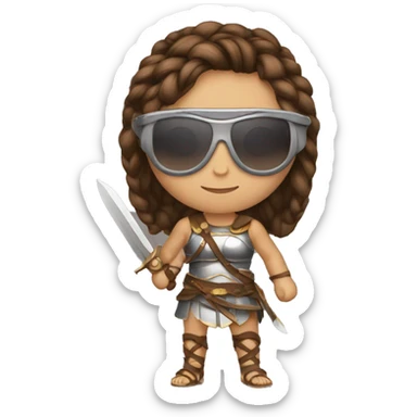 Girl gladiator with braided brown hair and sunglasses sticker