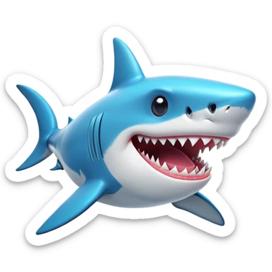 Cinematic Comical Shark Portrait Emoji, Head tilted dramatically with an exaggeratedly amused expression, featuring a striking, glossy streamlined body with bold accents and wide, expressive eyes filled with playful disbelief, Simplified yet hilariously expressive features, highly detailed, glowing with a slightly sassy glow, high shine, dramatic yet playful, stylized with an air of cheeky marine mischief, bright and endearing, soft glowing outline, capturing the essence of a spirited and over‐the‐top shark, so meme‐worthy it feels like it could snap its jaws into internet fame instantly! sticker