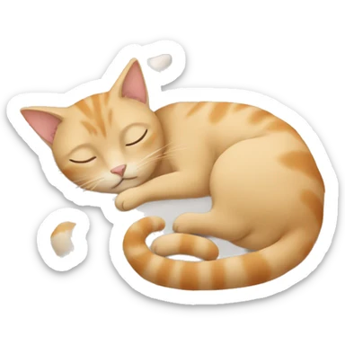 Beige cat sleeping with girl sticker