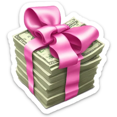 Stack of money with pink bow  sticker