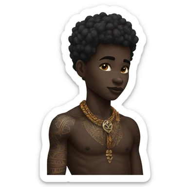 Un garçon de teint noir africain et un tatouage au cou  sticker