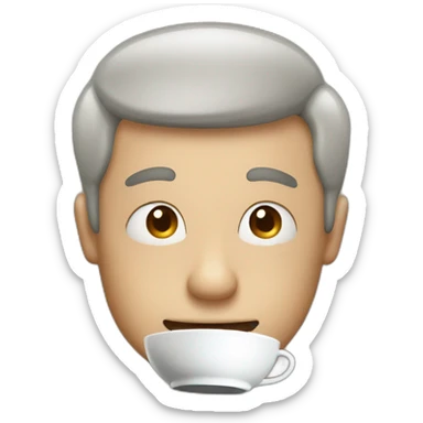 a funny man drink a cup of tea sticker