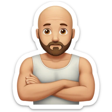bald guy with beard shrugging his shoulders sticker