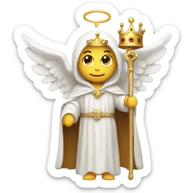 angel in robes holding a crown and a flail sticker