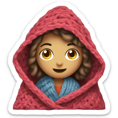 Girl inside a blanket crochetting sticker
