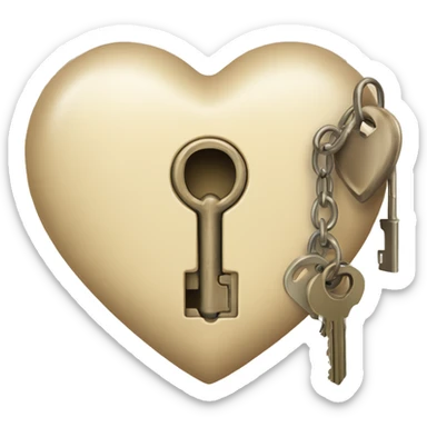 vintage beige heart-shaped lock and key sticker