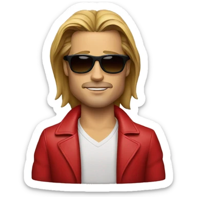  brad pitt with sunglasses and red jacket sticker
