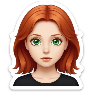 Cherry haired green-eyed girl in a black shirt sticker