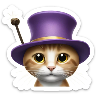 A cat in a hat with a magic wand  sticker