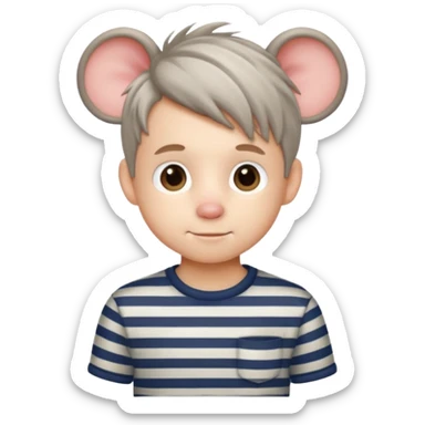 stripped shirt wearing Cute boy mice hair style. sticker