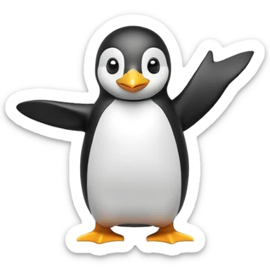 happy penguin waving with one flipper high sticker