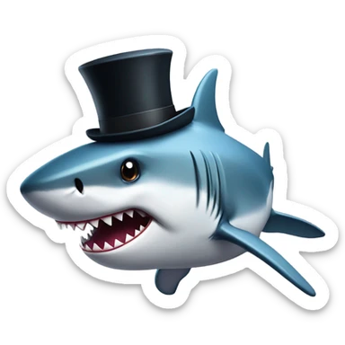 Shark with a top hat sticker
