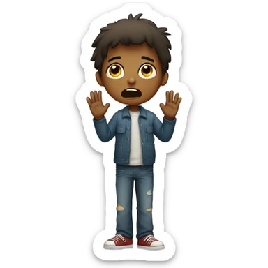 boy i don't know helpless hands up sticker