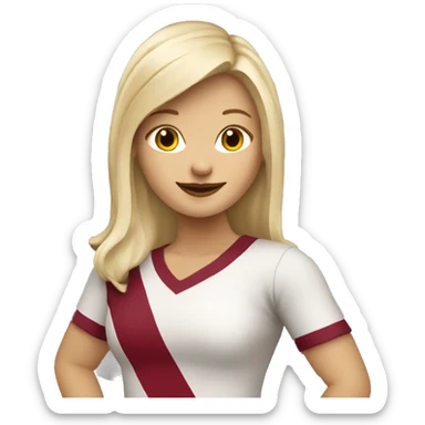 Happy blonde woman with a flag of Latvia in hands sticker