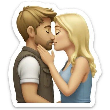 romantic outdoor couple kiss,, he has Brown Hair, she has blonde Hair sticker