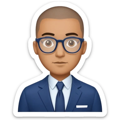 Buzz cut Latino with glasses and dark blue suit  sticker