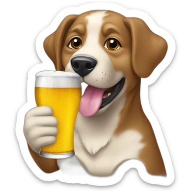 Perro bebiendo cerveza sticker