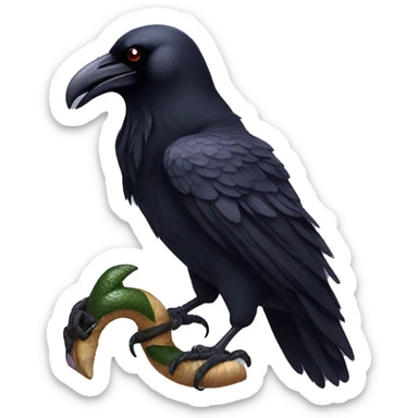 Raven holding a serpent in its claws sticker