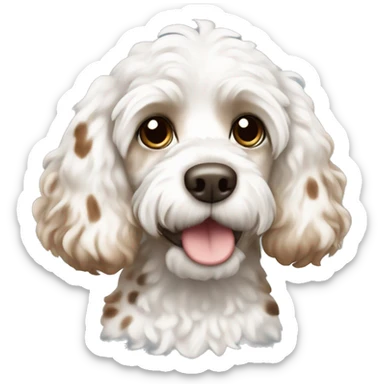 Cockapoo white with brown spots sticker