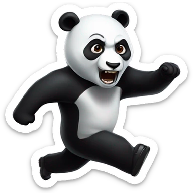 Scary panda chasing someone sticker