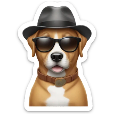 Dog wearing sunglasses and hat sticker