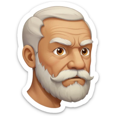 old angry man with beard and mustache in profile view sticker