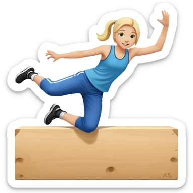 a young blonde girl doing parkour at kids school sticker