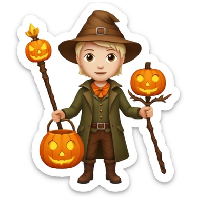 Hunter With Jack o Lantern, with wand sticker