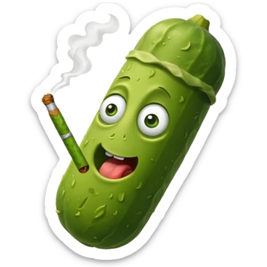 Pickle smoking a joint  sticker